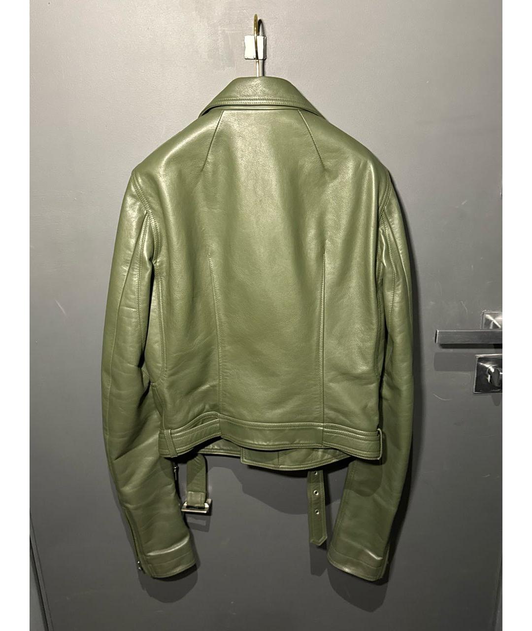 RICK OWENS Хаки кожаная куртка, фото 2