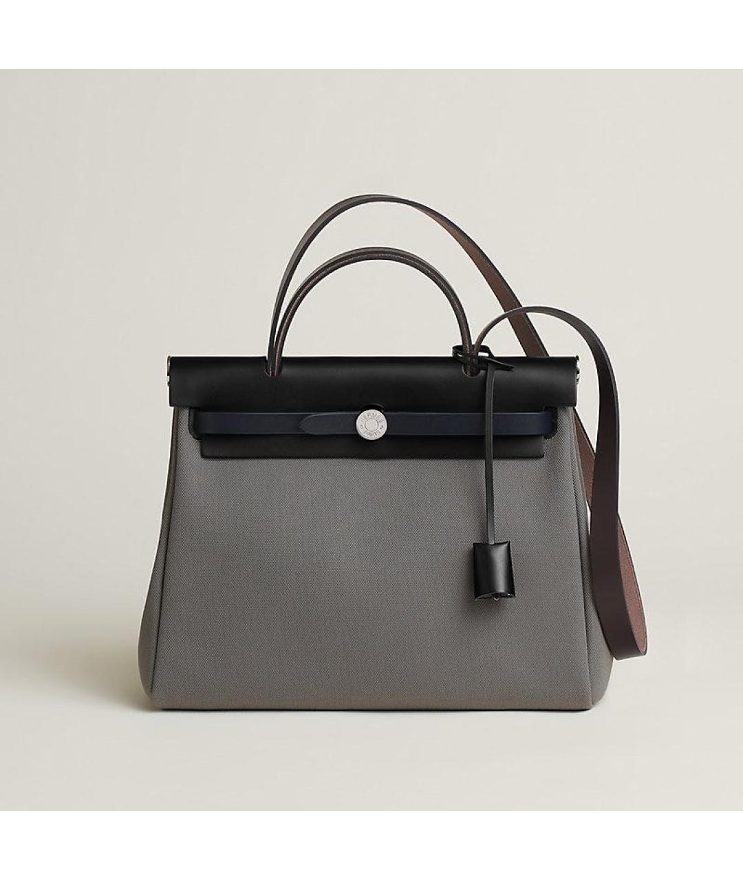 HERMES Антрацитовая тканевая сумка через плечо, фото 9