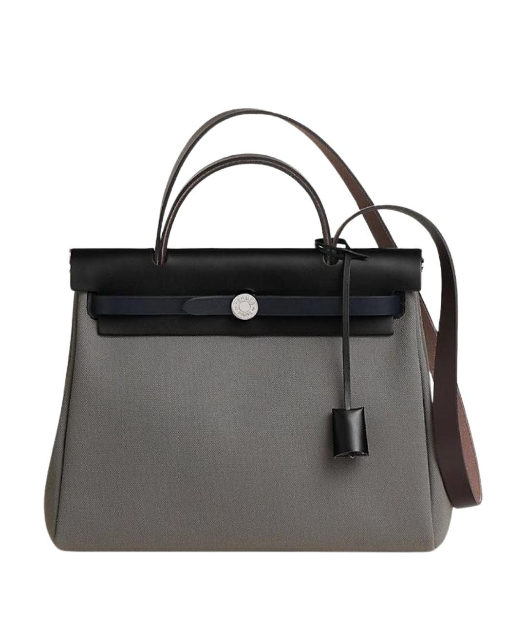 HERMES Антрацитовая тканевая сумка через плечо, фото 1