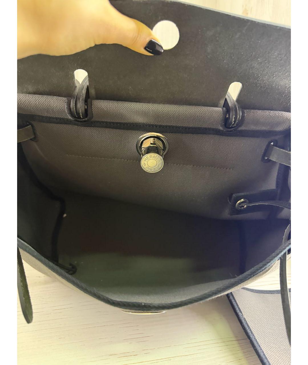 HERMES Антрацитовая тканевая сумка через плечо, фото 7
