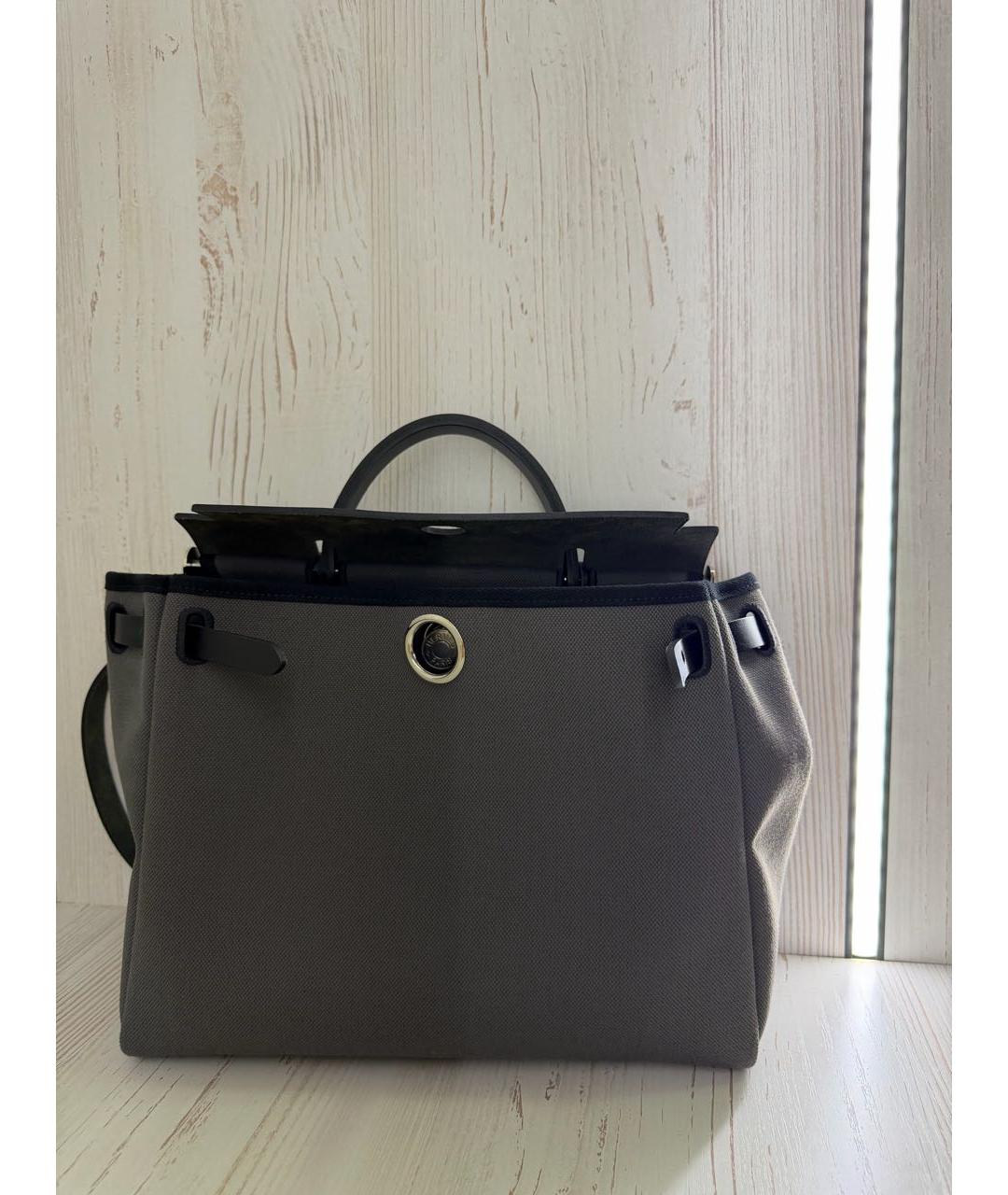 HERMES Антрацитовая тканевая сумка через плечо, фото 2