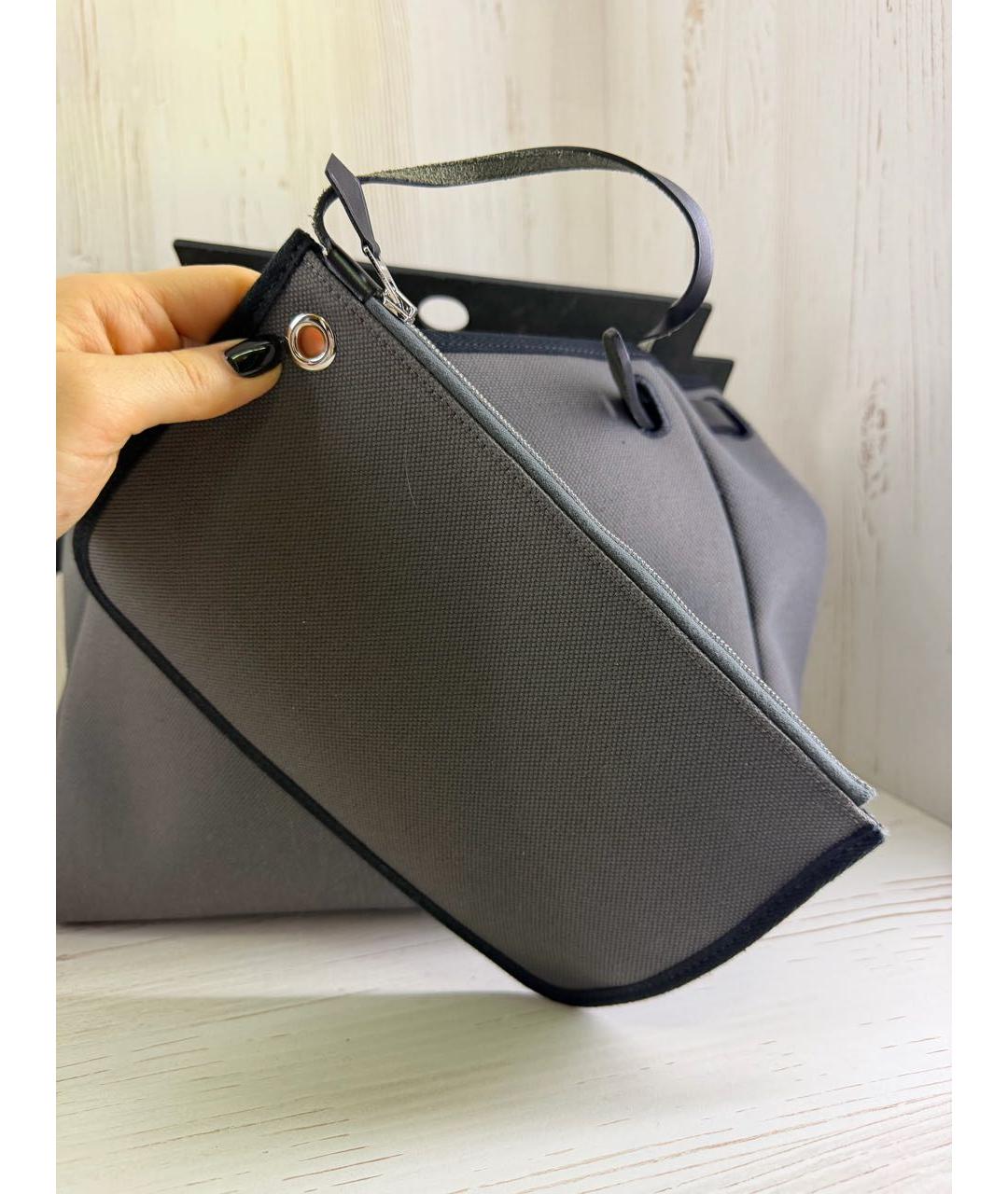 HERMES Антрацитовая тканевая сумка через плечо, фото 8