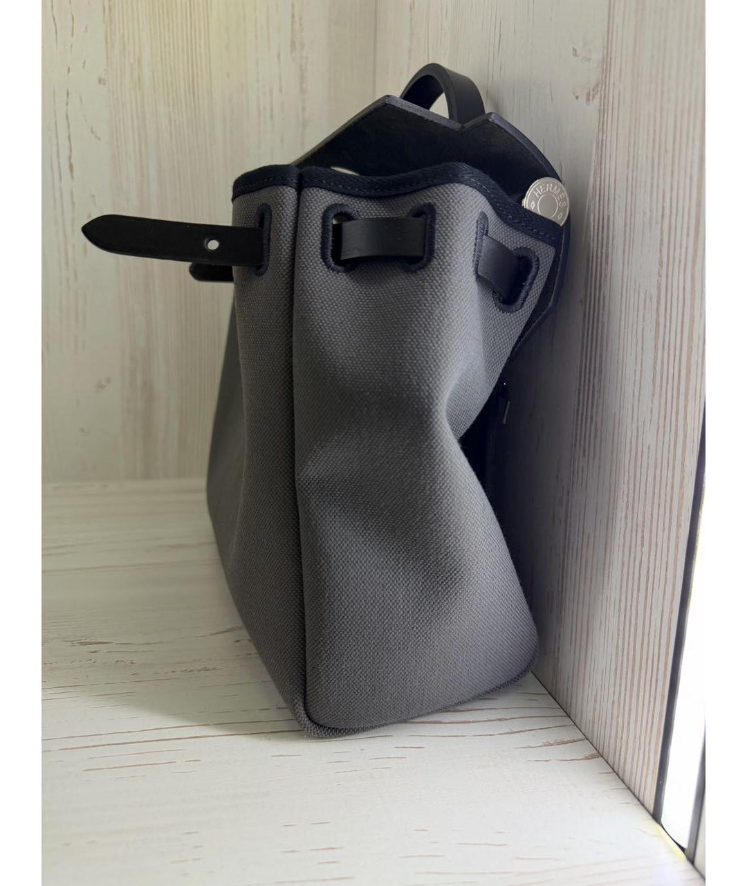 HERMES Антрацитовая тканевая сумка через плечо, фото 3