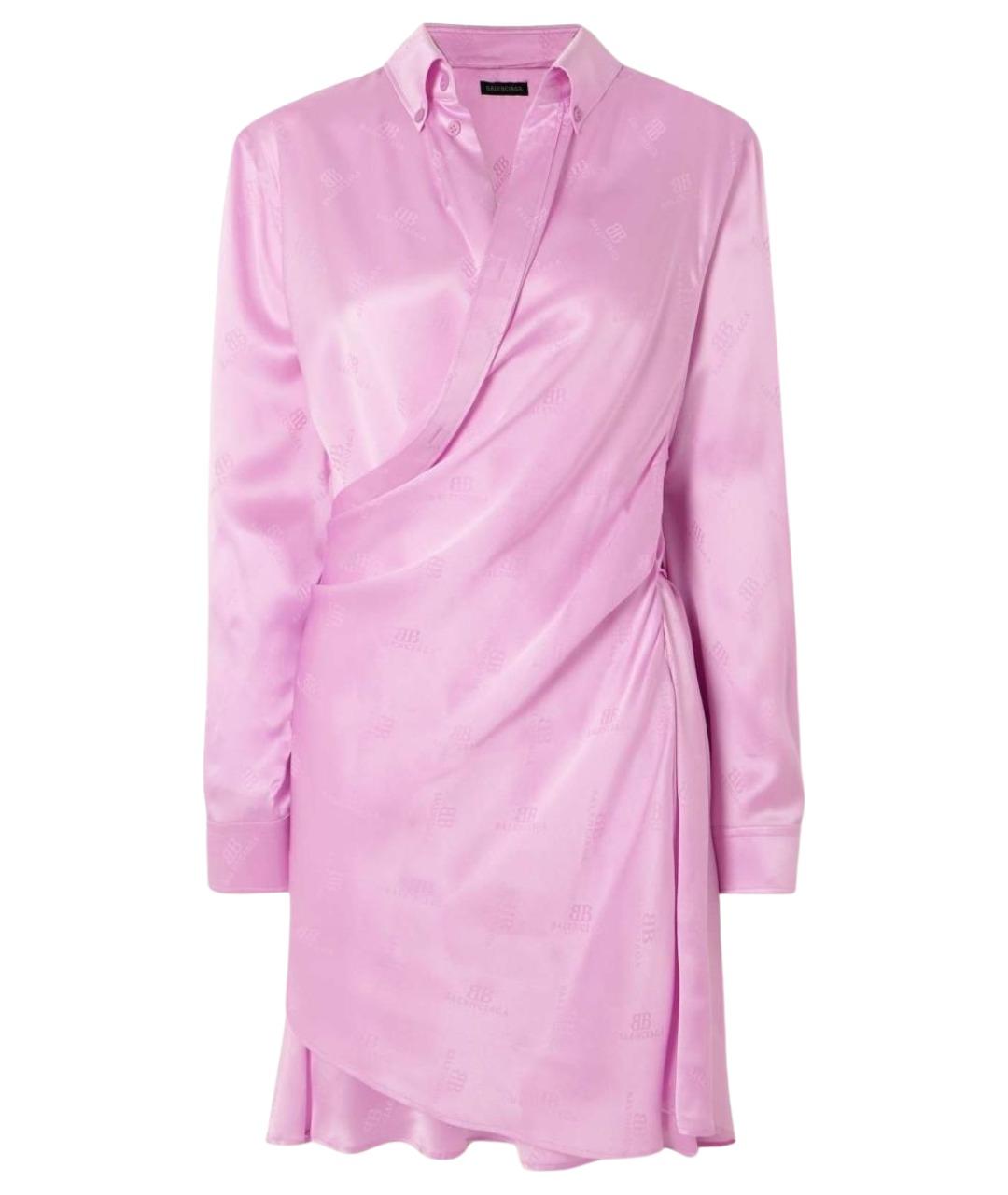 BALENCIAGA Розовое шелковое коктейльное платье, фото 1