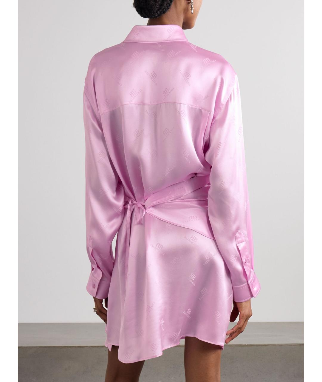 BALENCIAGA Розовое шелковое коктейльное платье, фото 3