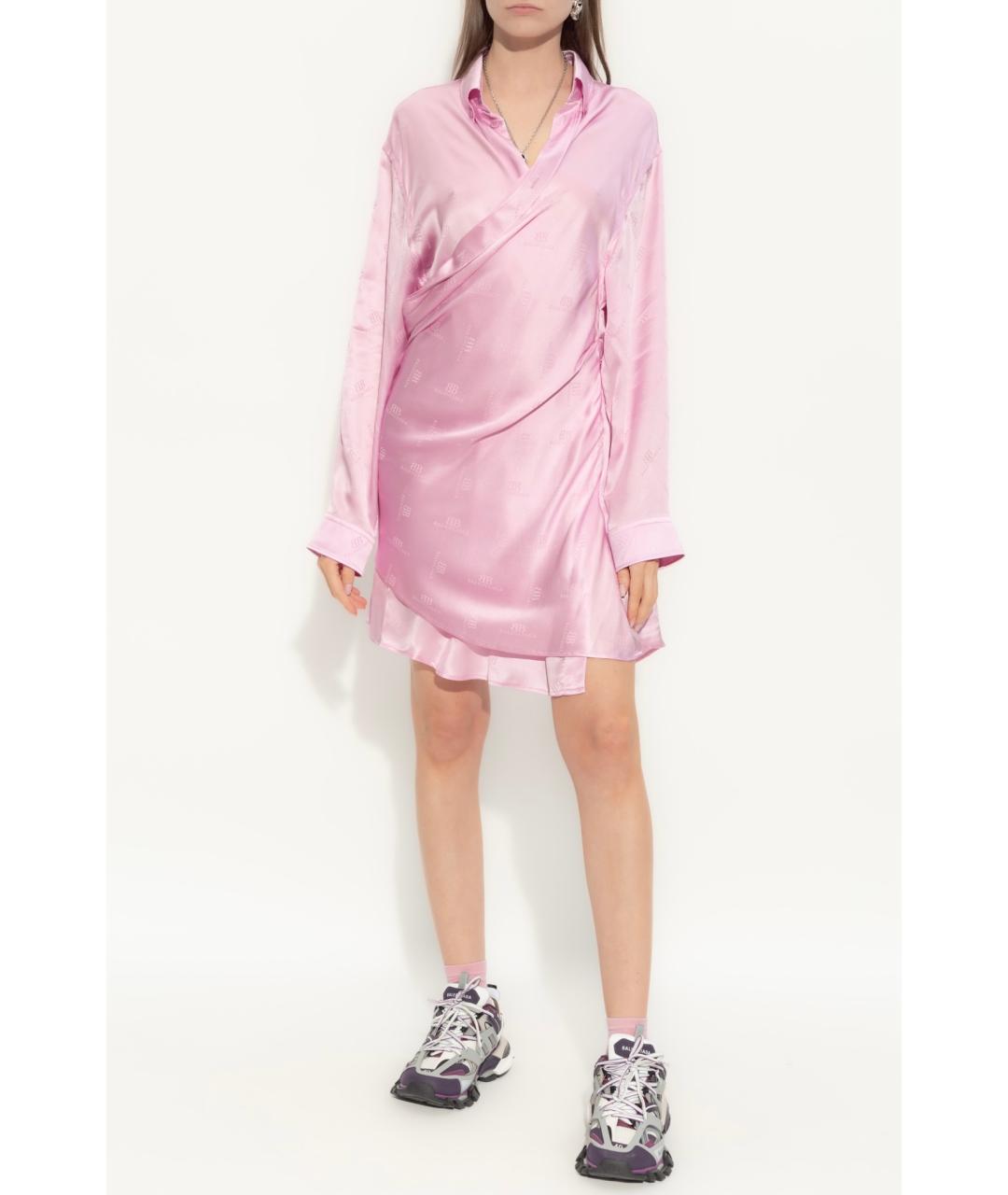 BALENCIAGA Розовое шелковое коктейльное платье, фото 4