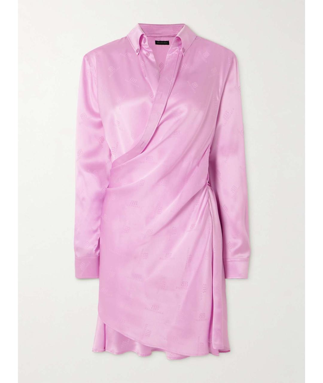 BALENCIAGA Розовое шелковое коктейльное платье, фото 9