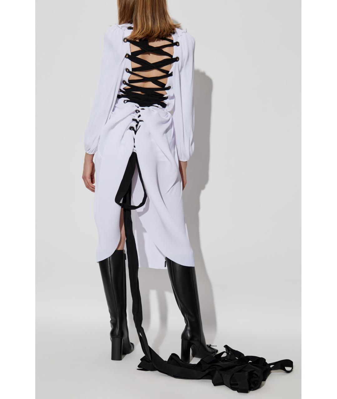 BALENCIAGA Белое полиэстеровое коктейльное платье, фото 4