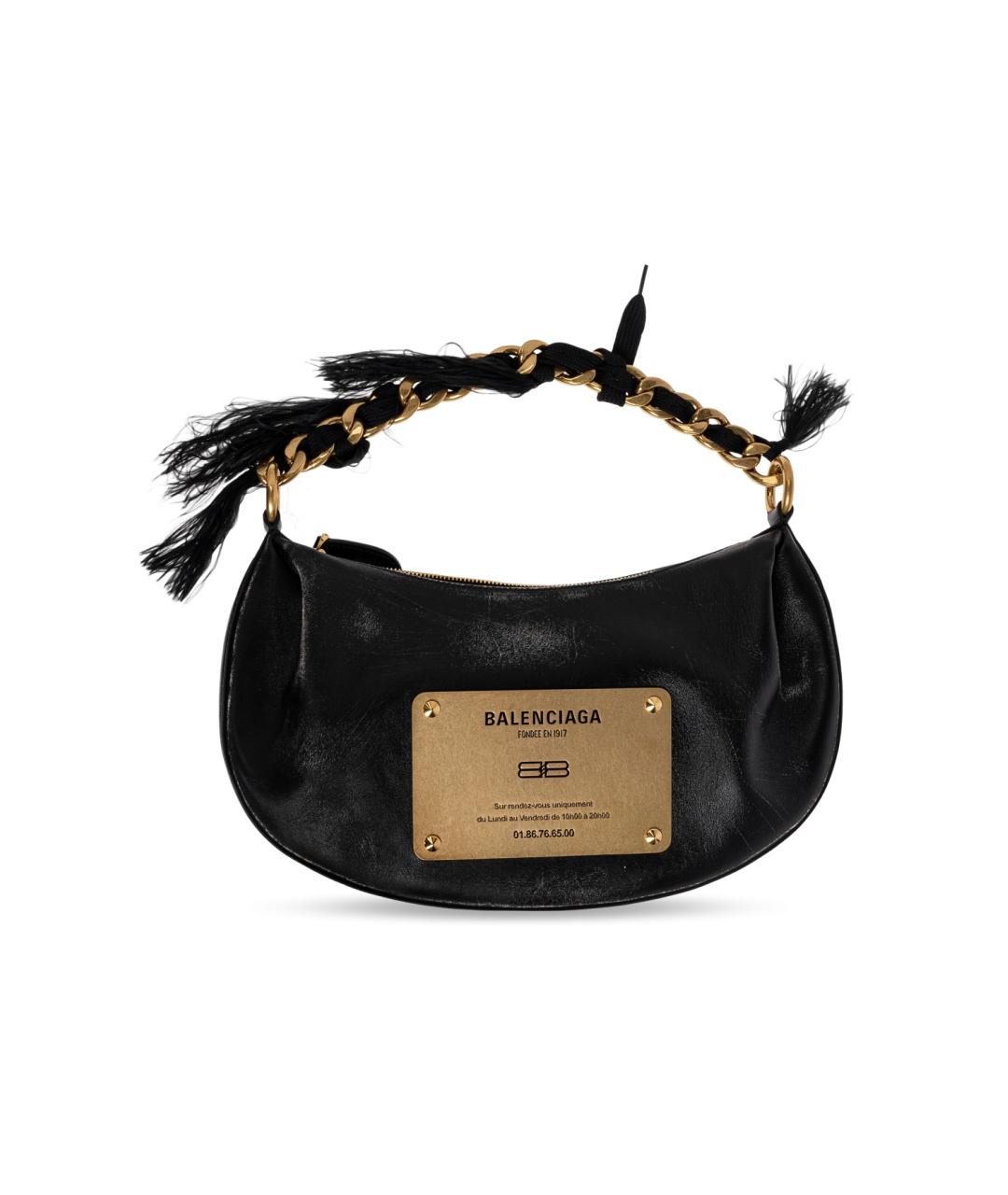 BALENCIAGA Черная кожаная сумка через плечо, фото 2