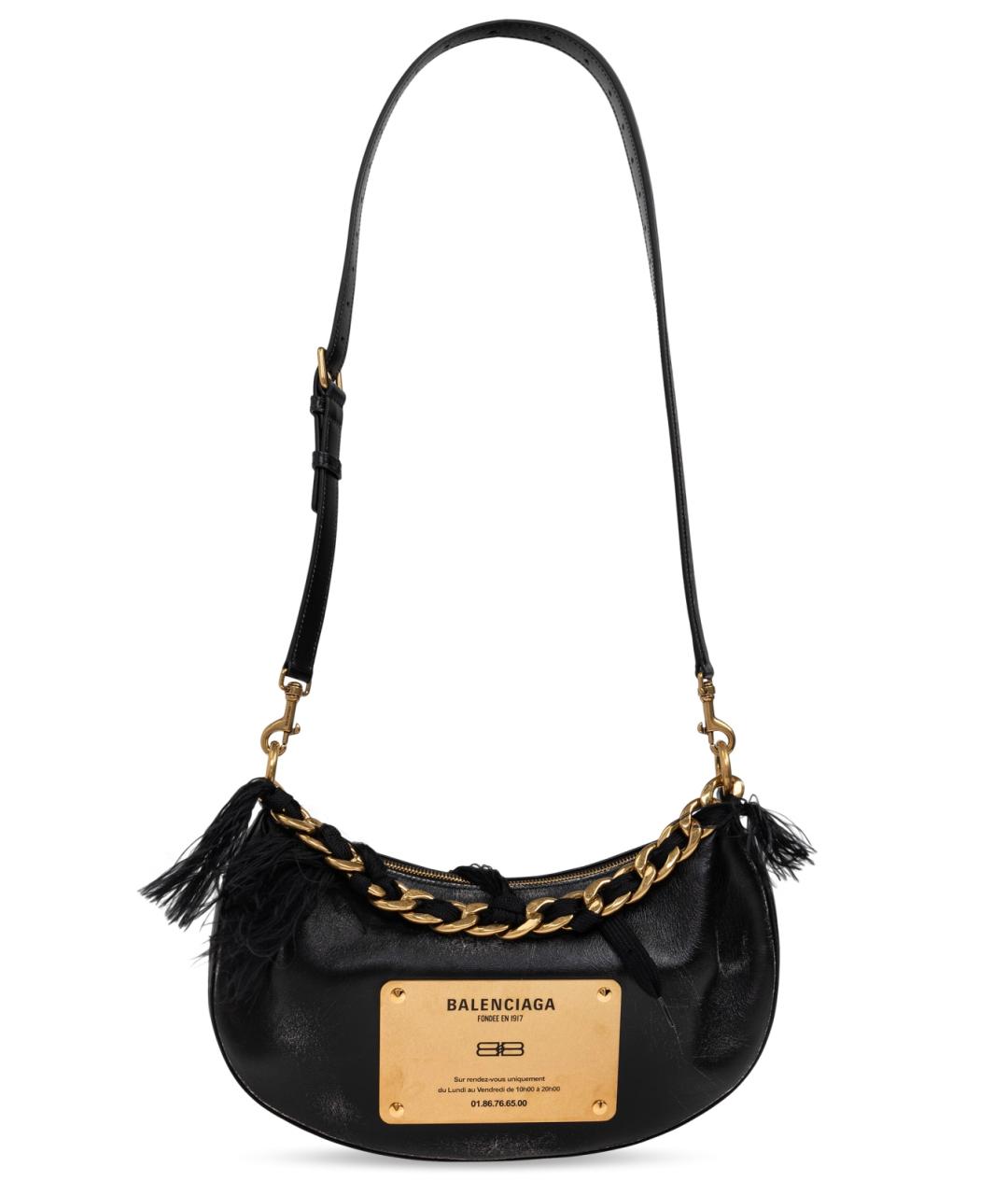 BALENCIAGA Черная кожаная сумка через плечо, фото 8
