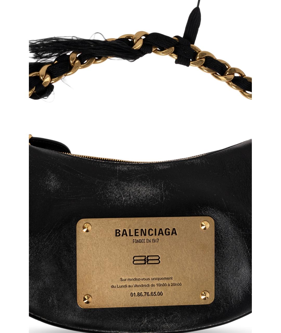 BALENCIAGA Черная кожаная сумка через плечо, фото 7