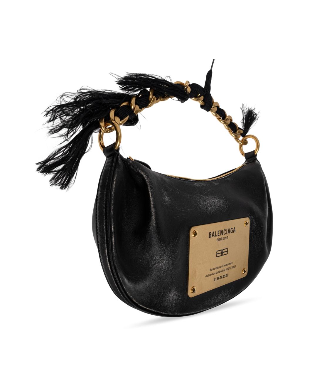 BALENCIAGA Черная кожаная сумка через плечо, фото 3