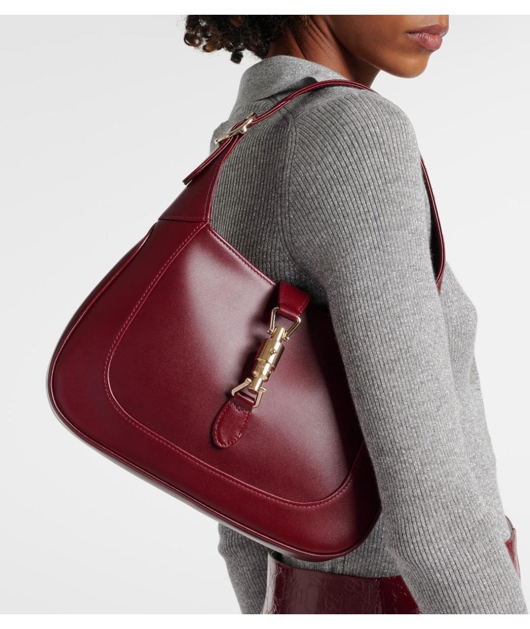 GUCCI Бордовая кожаная сумка с короткими ручками, фото 2