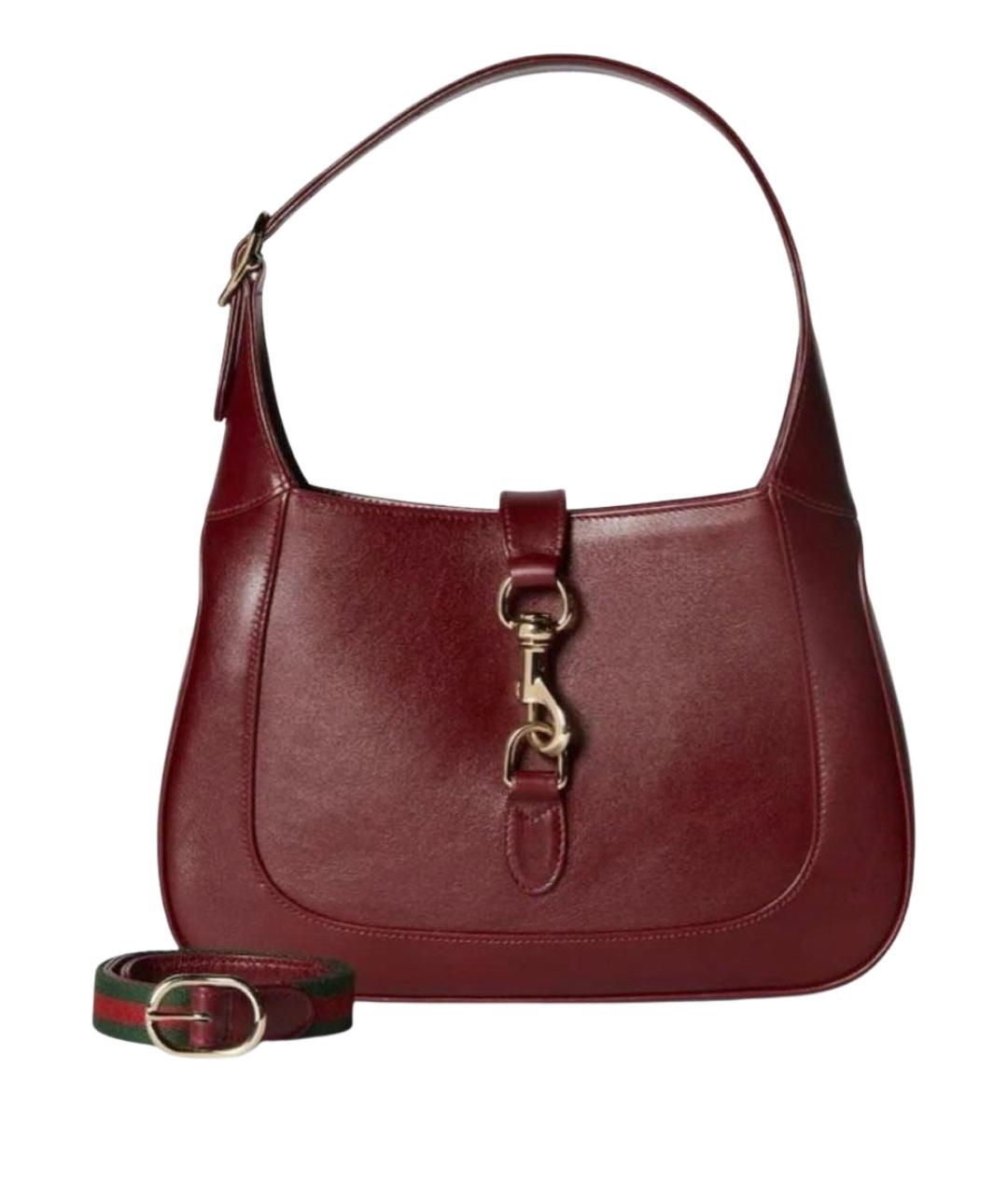 GUCCI Бордовая кожаная сумка с короткими ручками, фото 1