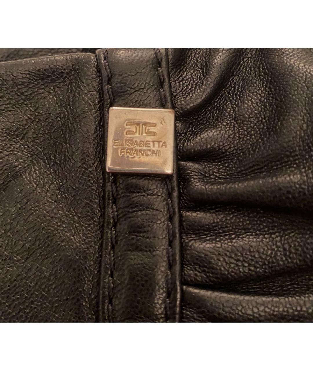 ELISABETTA FRANCHI Черная кожаная юбка мини, фото 4