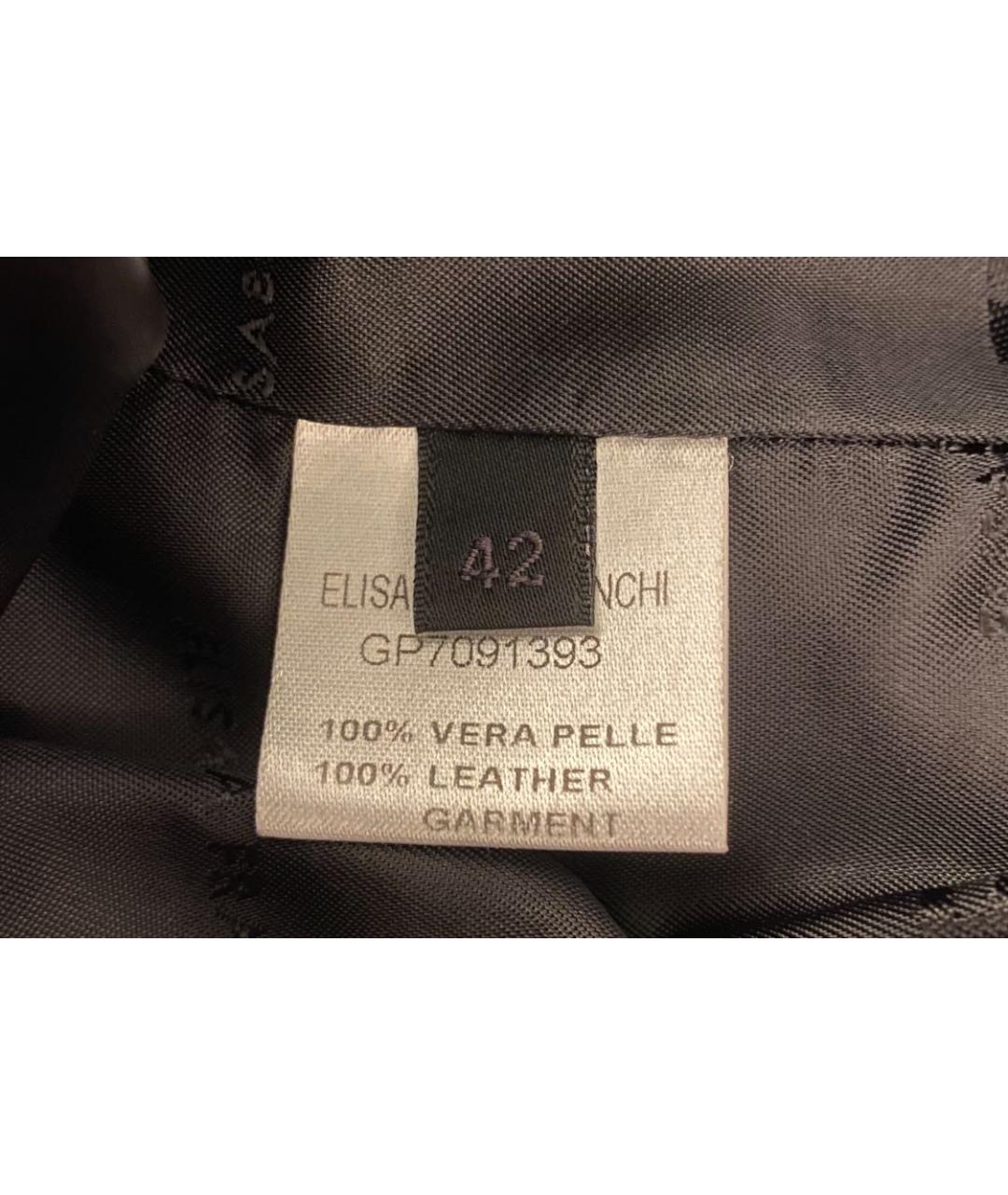 ELISABETTA FRANCHI Черная кожаная юбка мини, фото 6