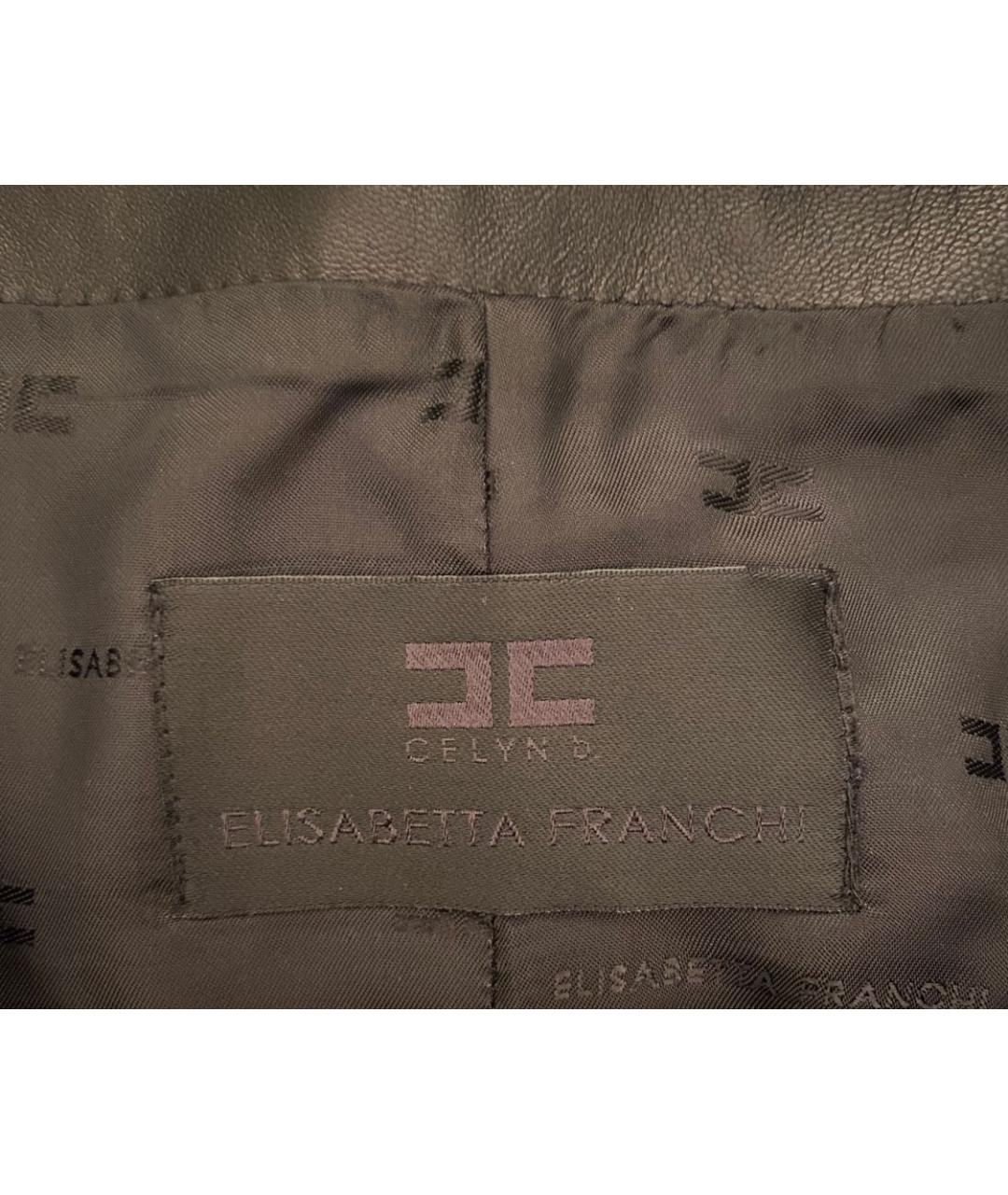 ELISABETTA FRANCHI Черная кожаная юбка мини, фото 5