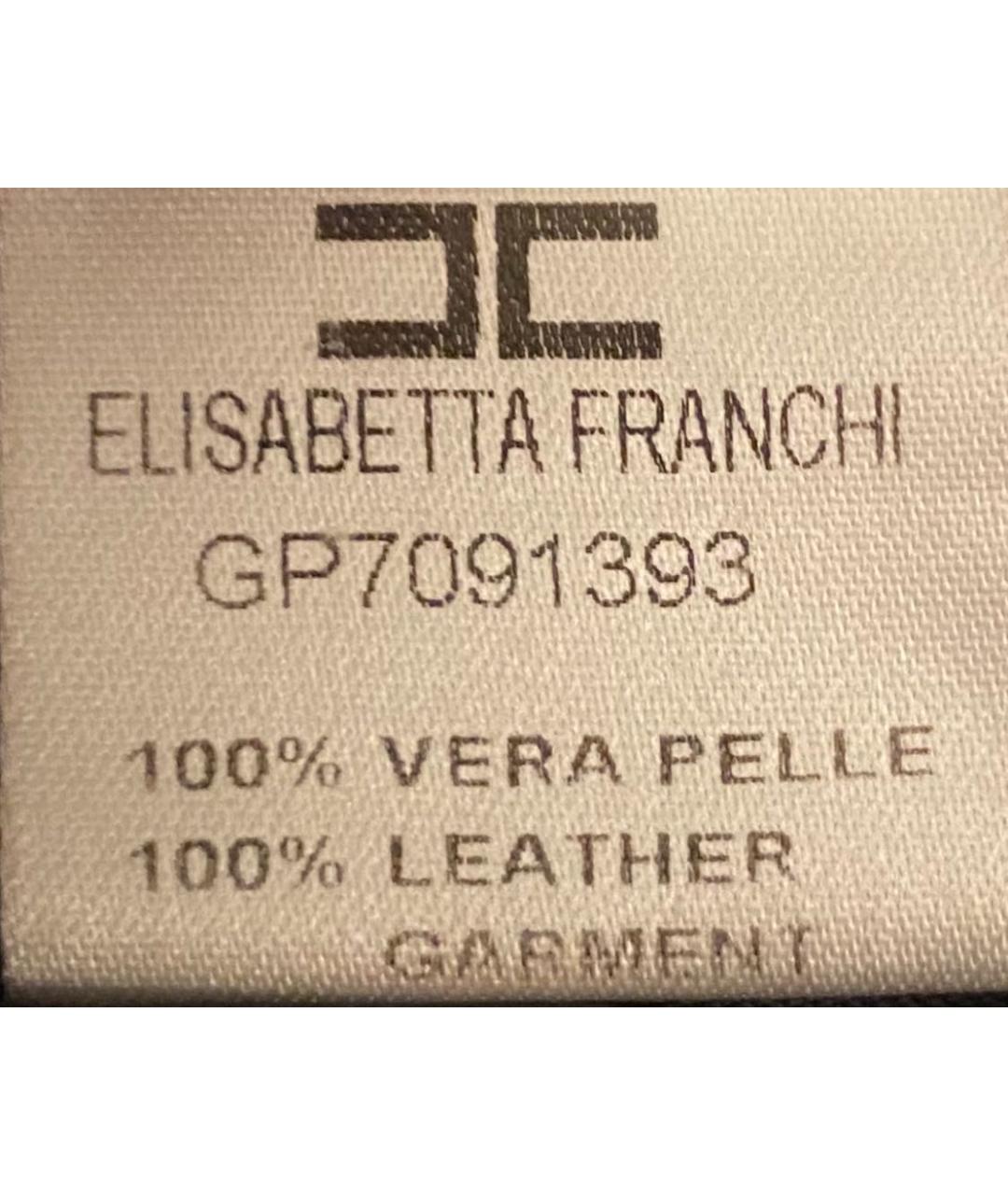 ELISABETTA FRANCHI Черная кожаная юбка мини, фото 7