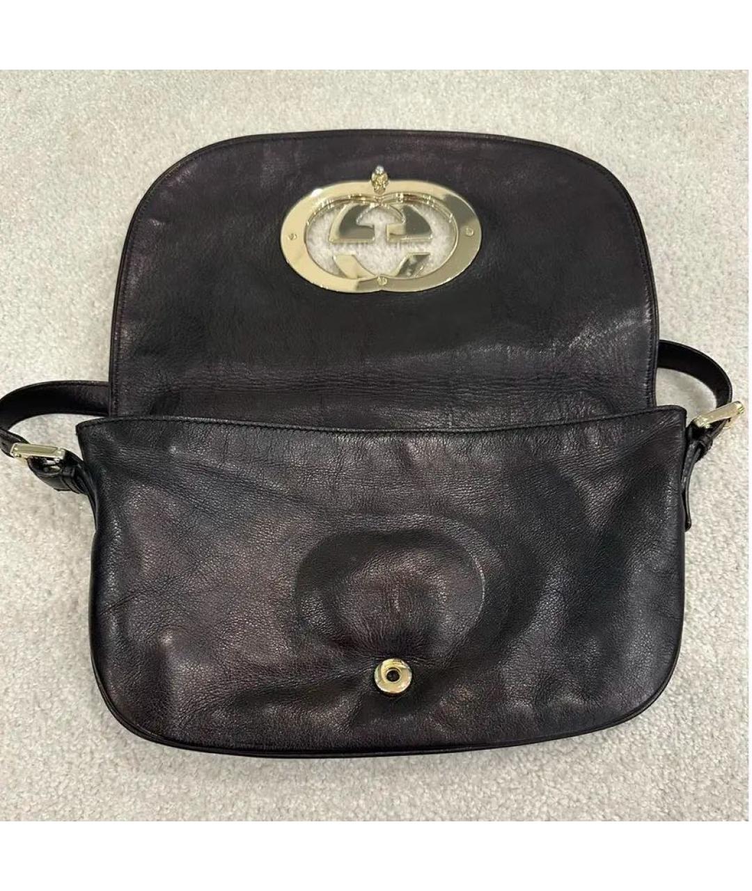 GUCCI Черная кожаная сумка через плечо, фото 2