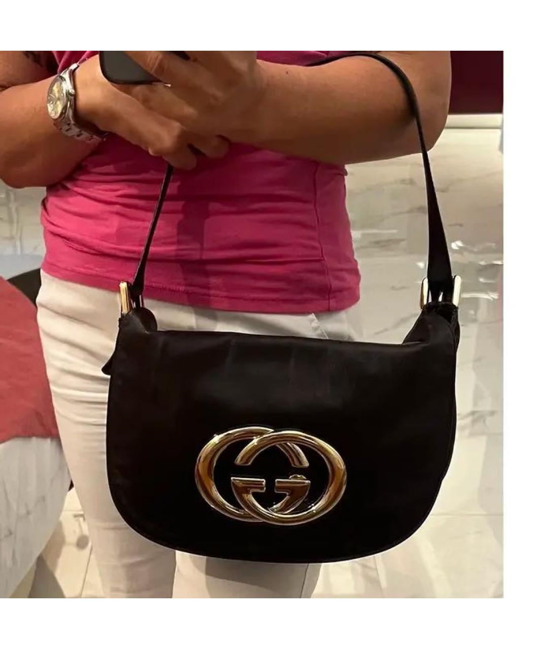 GUCCI Черная кожаная сумка через плечо, фото 5