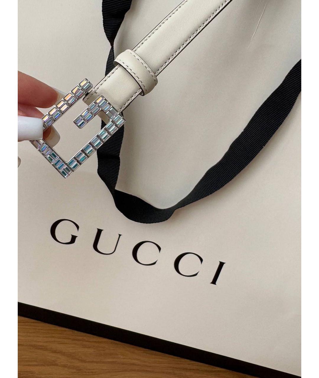 GUCCI Белый кожаный ремень, фото 2