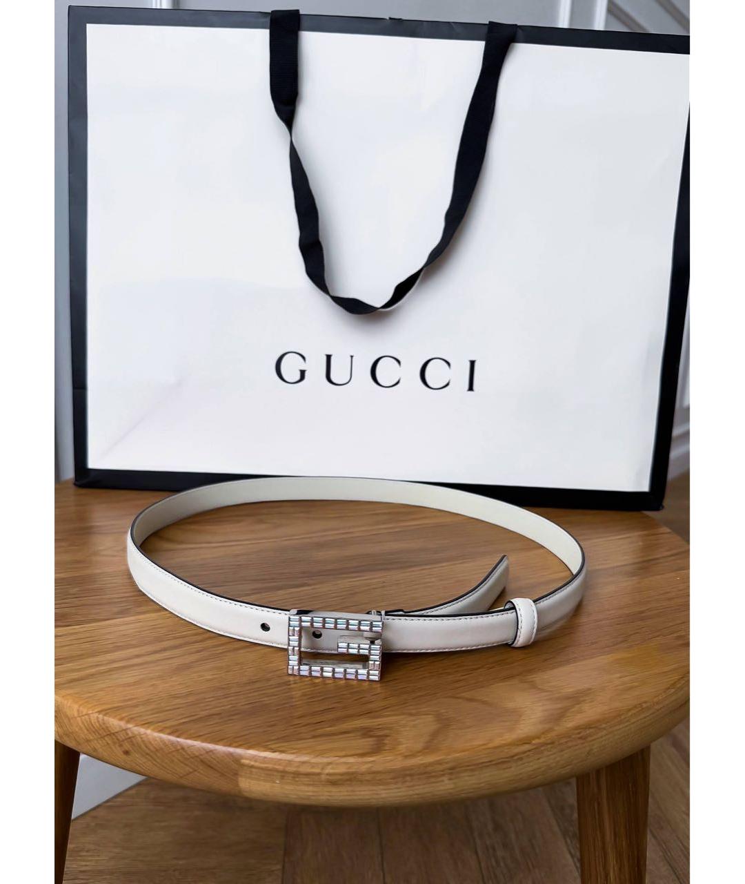 GUCCI Белый кожаный ремень, фото 4