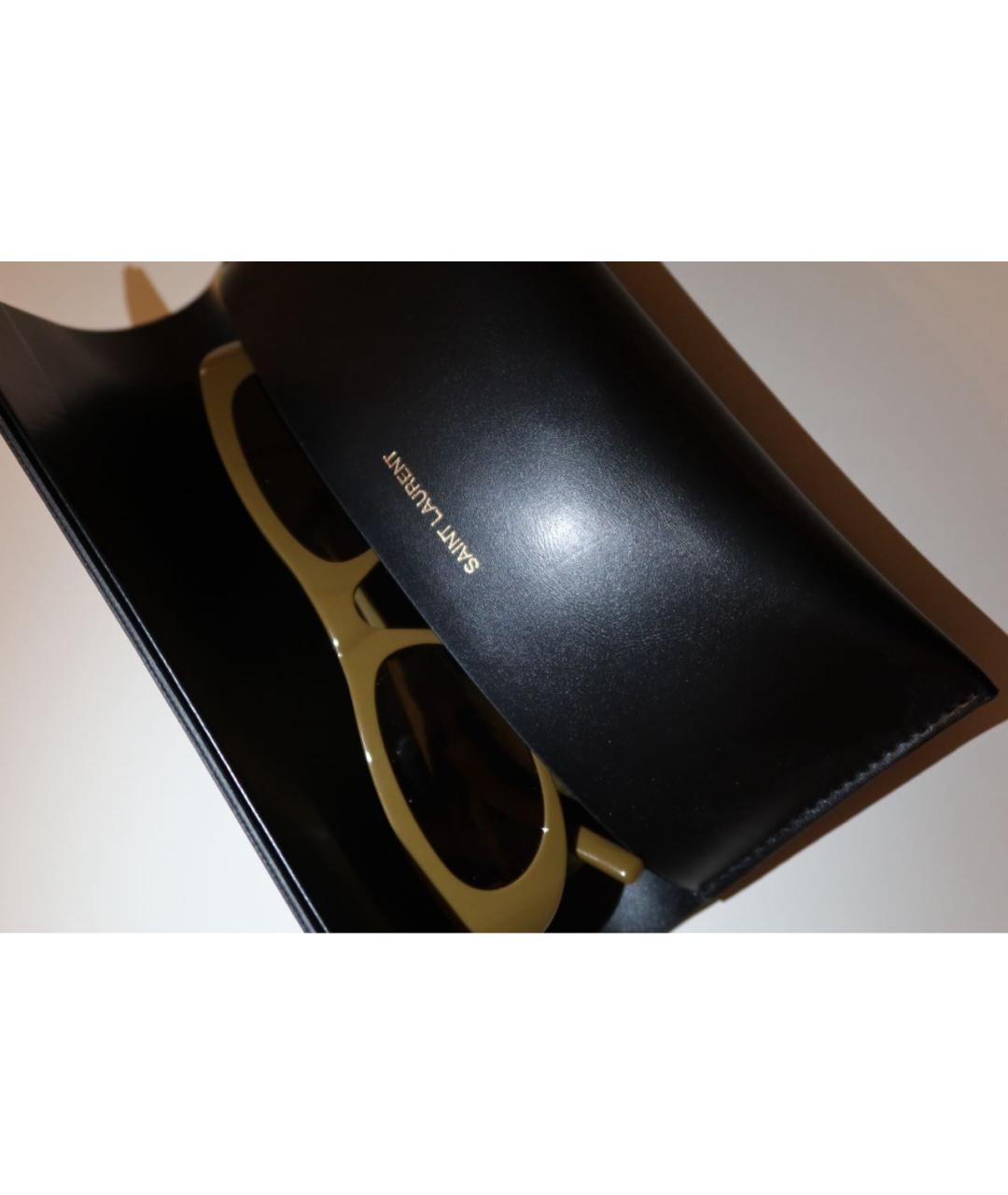 SAINT LAURENT Хаки пластиковые солнцезащитные очки, фото 2