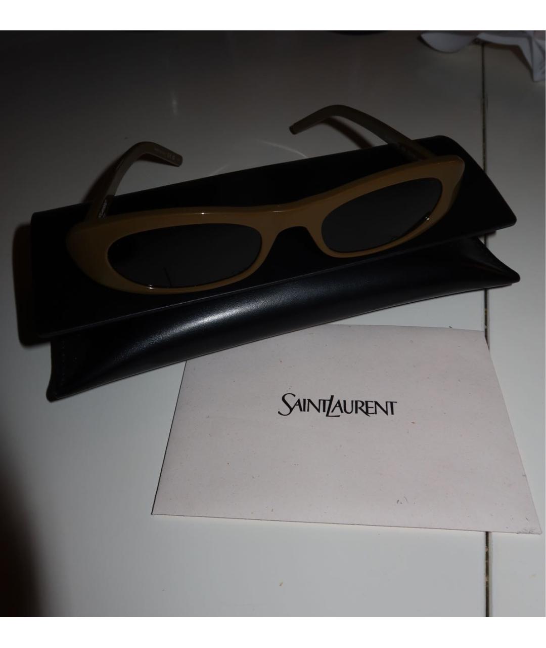 SAINT LAURENT Хаки пластиковые солнцезащитные очки, фото 6