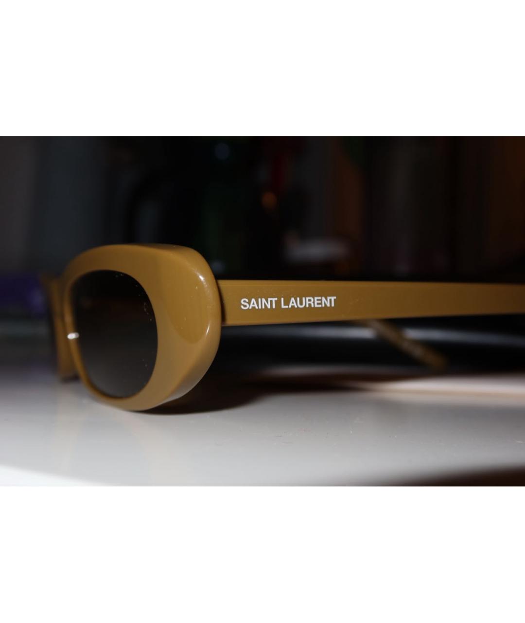 SAINT LAURENT Хаки пластиковые солнцезащитные очки, фото 3