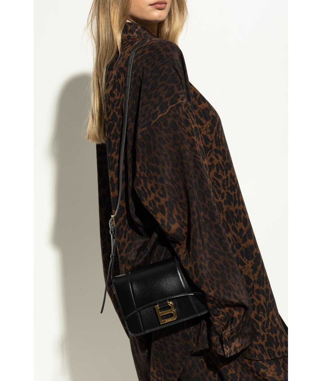 BALENCIAGA Черная кожаная сумка через плечо, фото 5