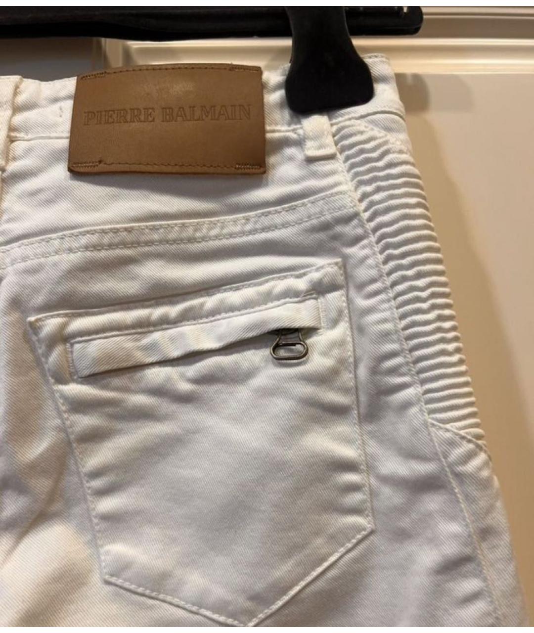 PIERRE BALMAIN Белые хлопко-эластановые джинсы слим, фото 4