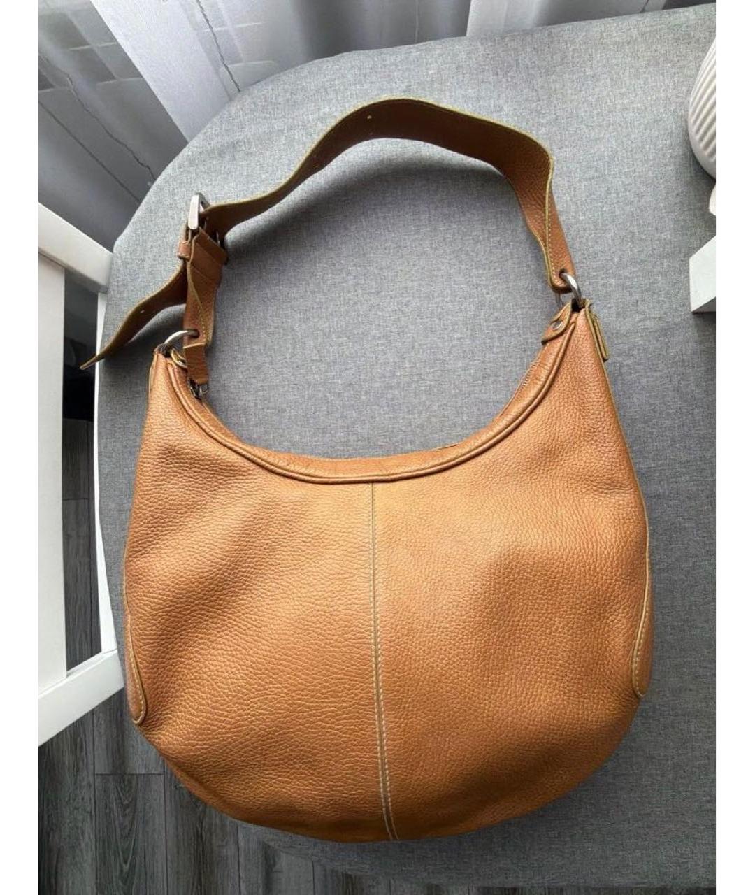 TOD'S Горчичная кожаная сумка тоут, фото 6