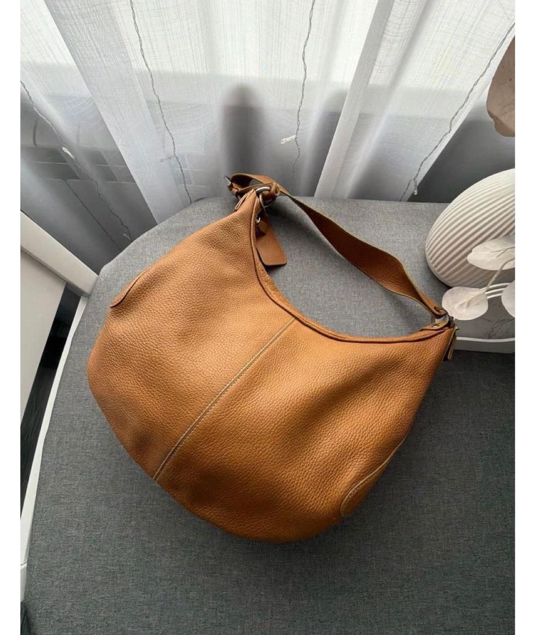 TOD'S Горчичная кожаная сумка тоут, фото 2