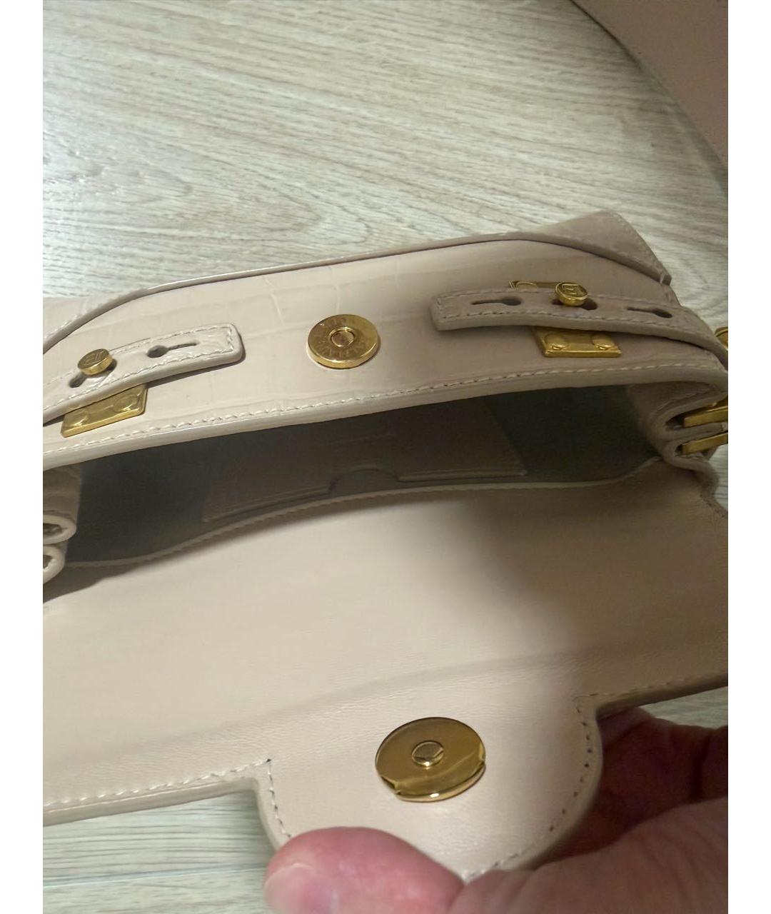 BALMAIN Бежевая сумка с короткими ручками из лакированной кожи, фото 4