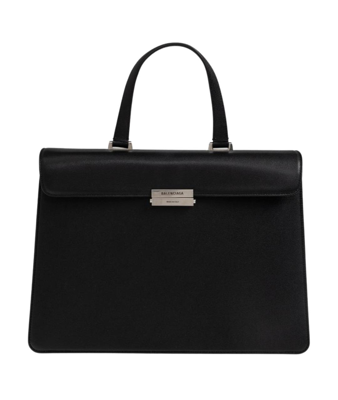 BALENCIAGA Черная кожаная сумка с короткими ручками, фото 1