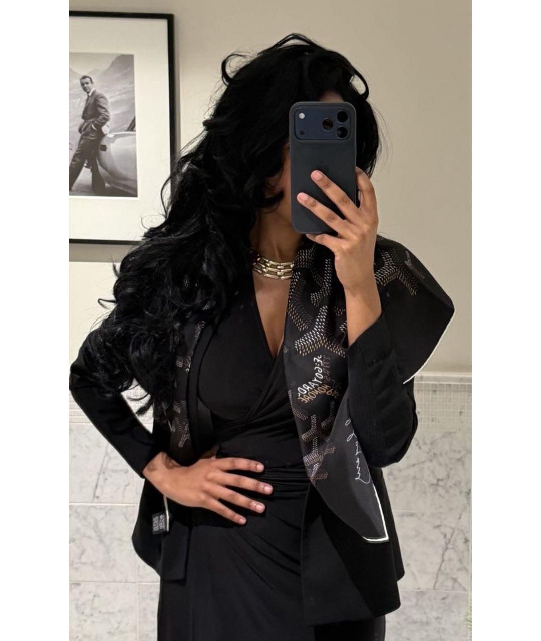 GOYARD Черный шелковый платок, фото 3