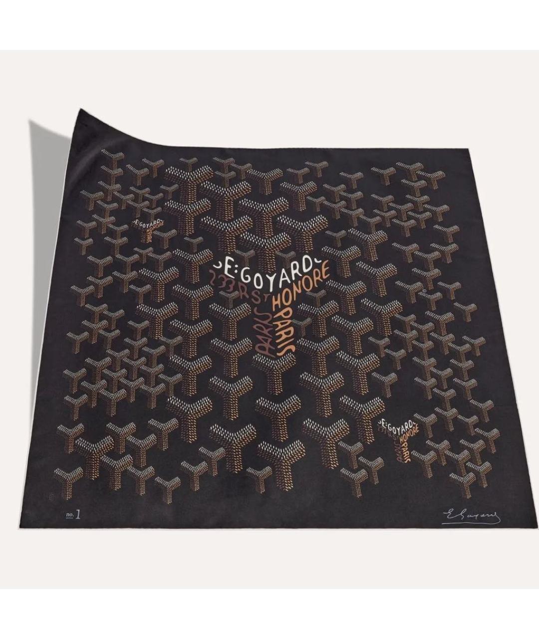 GOYARD Черный шелковый платок, фото 4