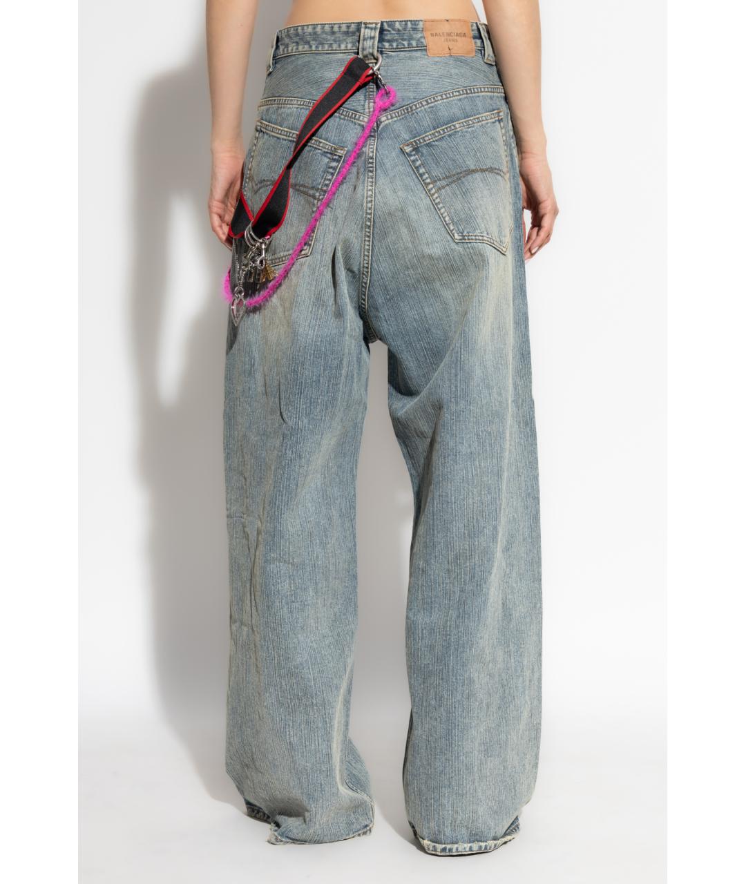 BALENCIAGA Голубые хлопковые прямые джинсы, фото 4