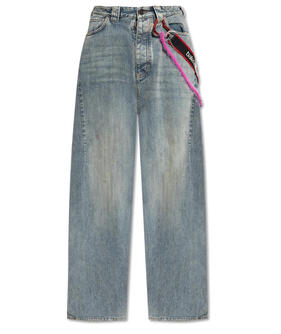 BALENCIAGA Голубые хлопковые прямые джинсы, фото 1