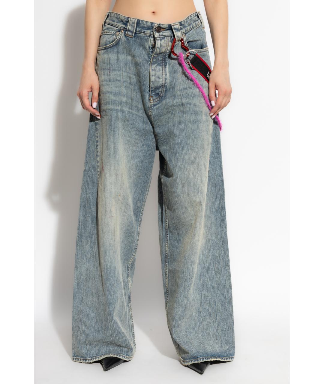 BALENCIAGA Голубые хлопковые прямые джинсы, фото 3