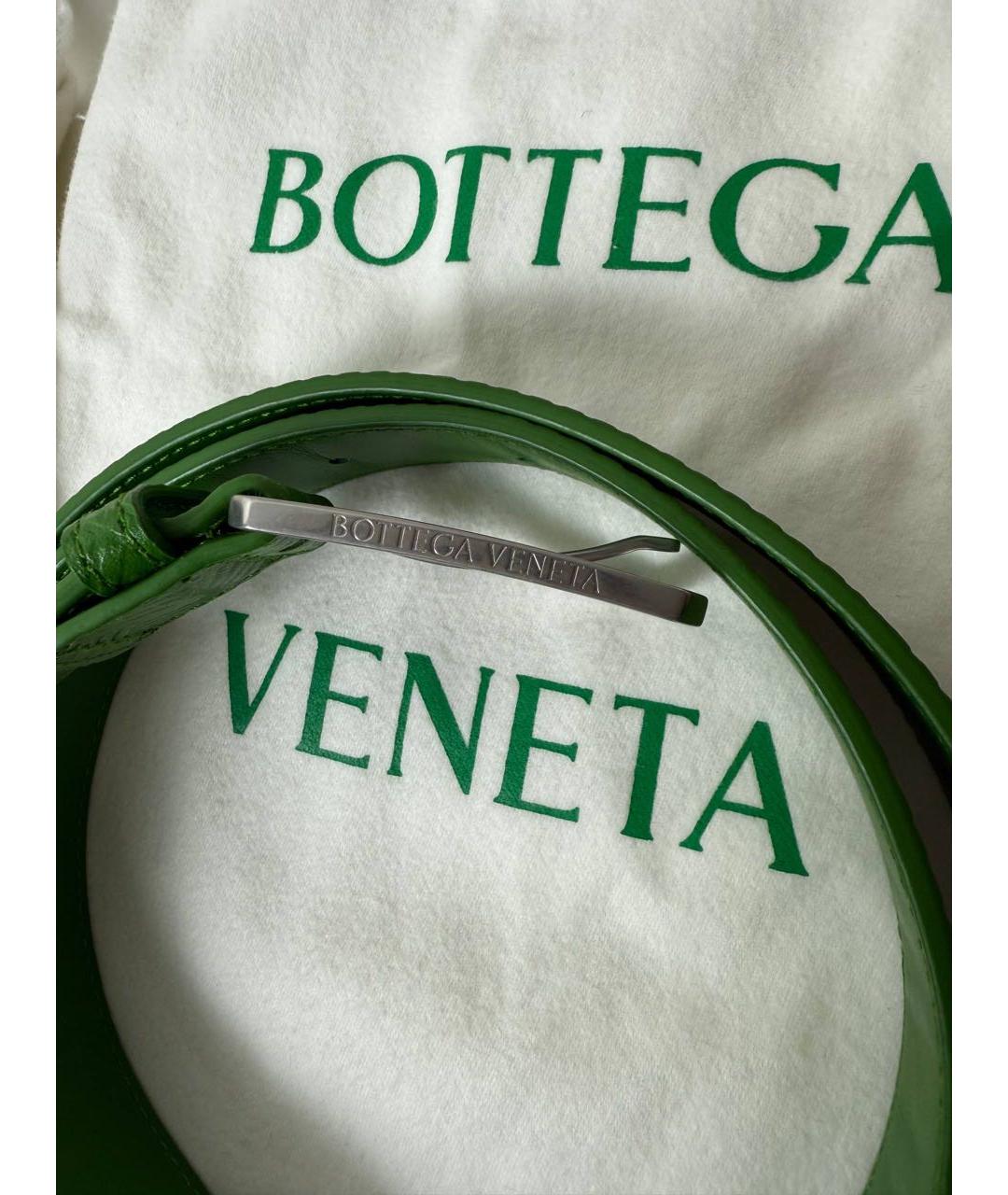 BOTTEGA VENETA Зеленый кожаный ремень, фото 3