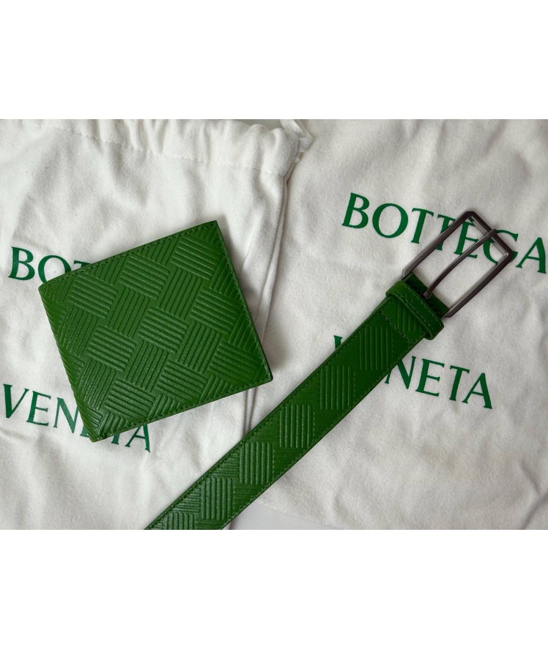 BOTTEGA VENETA Зеленый кожаный ремень, фото 4