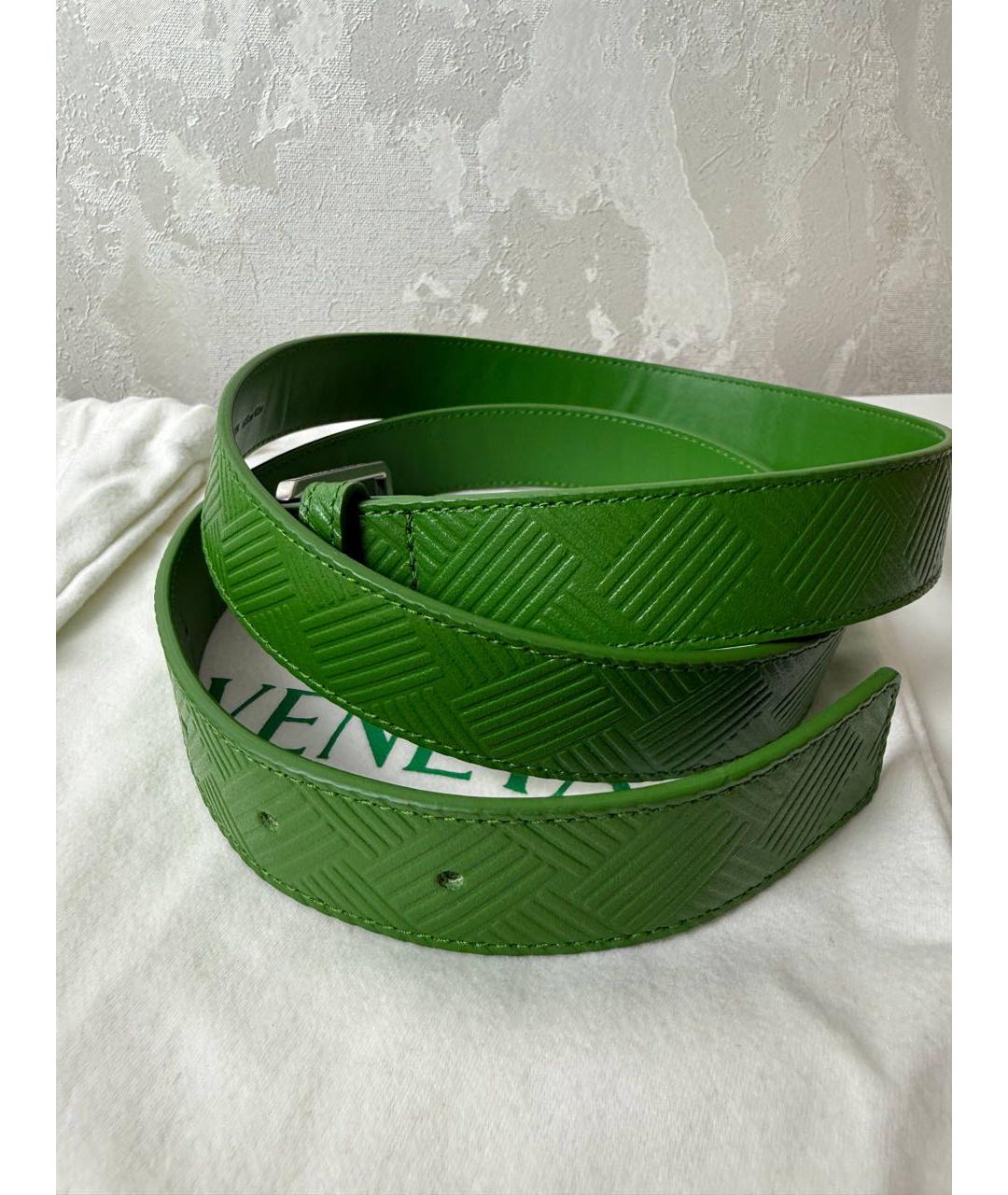BOTTEGA VENETA Зеленый кожаный ремень, фото 5