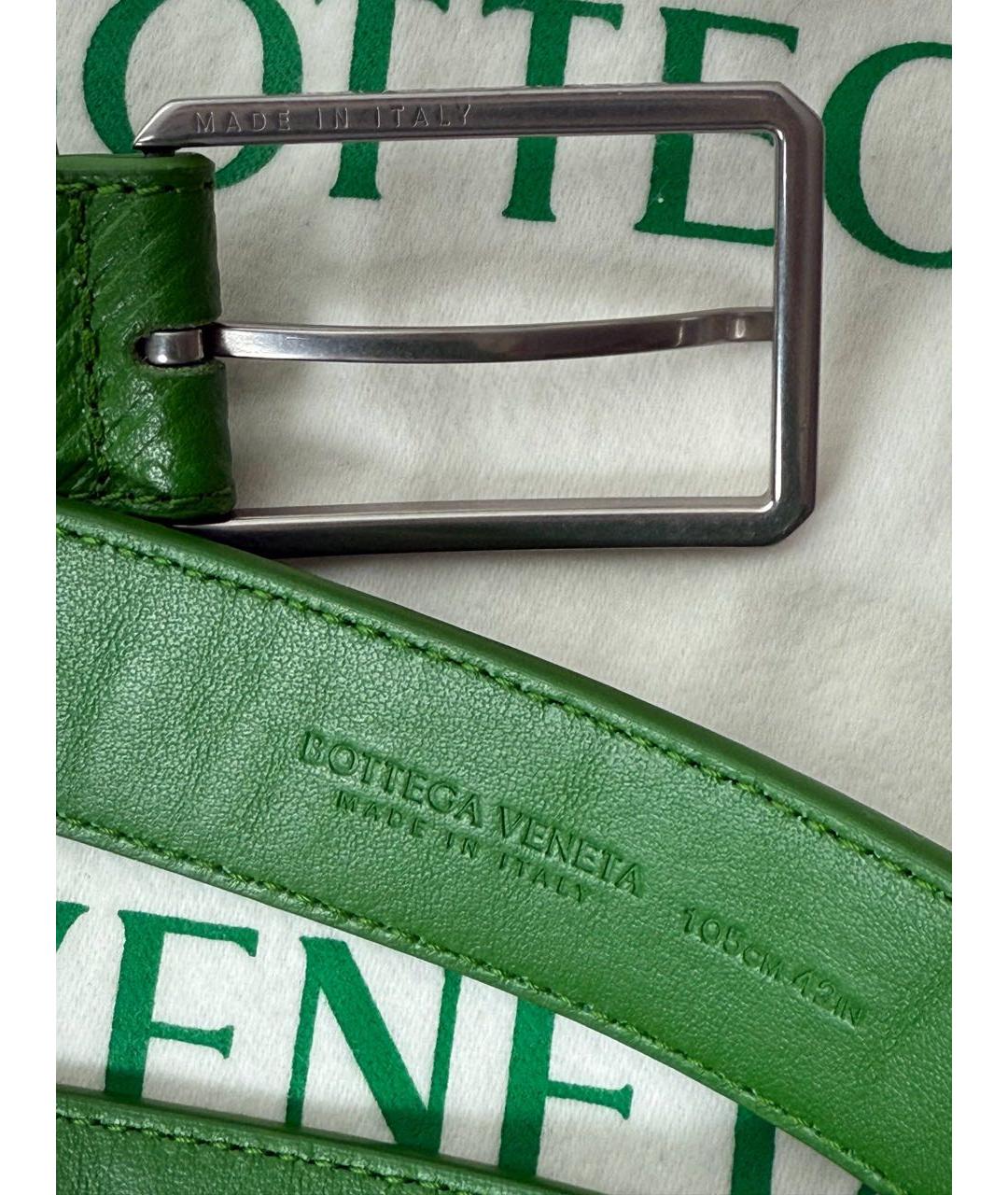 BOTTEGA VENETA Зеленый кожаный ремень, фото 2