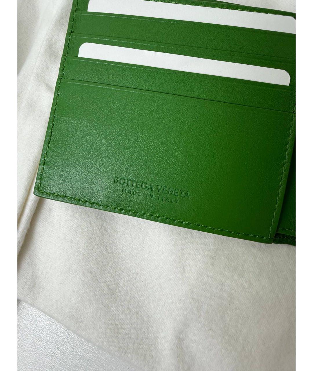 BOTTEGA VENETA Зеленый кожаный кошелек, фото 3