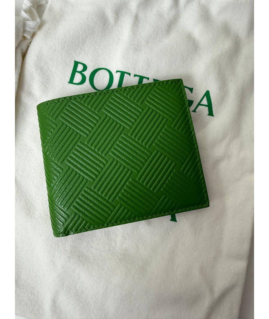 BOTTEGA VENETA Зеленый кожаный кошелек, фото 2