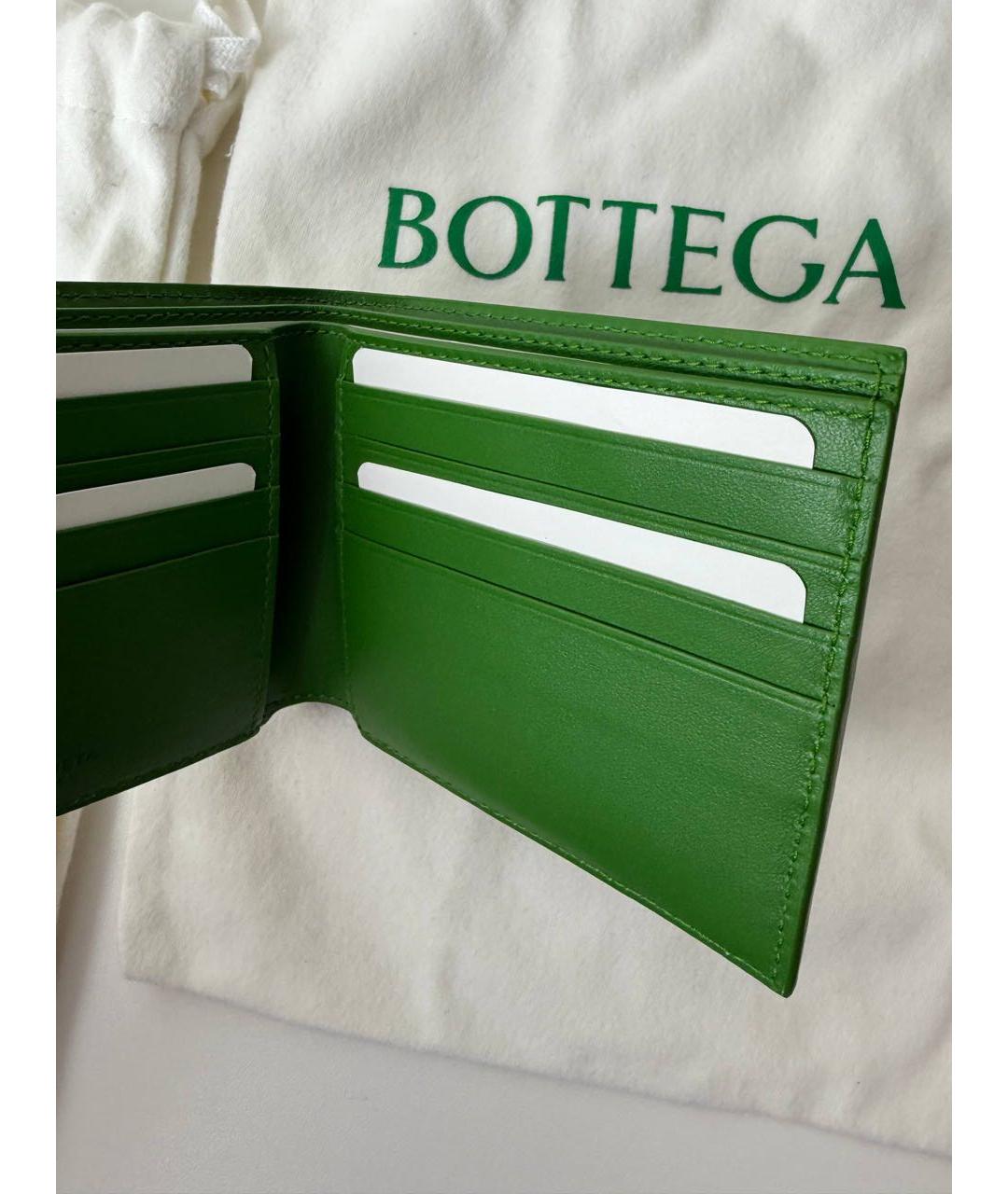 BOTTEGA VENETA Зеленый кожаный кошелек, фото 6
