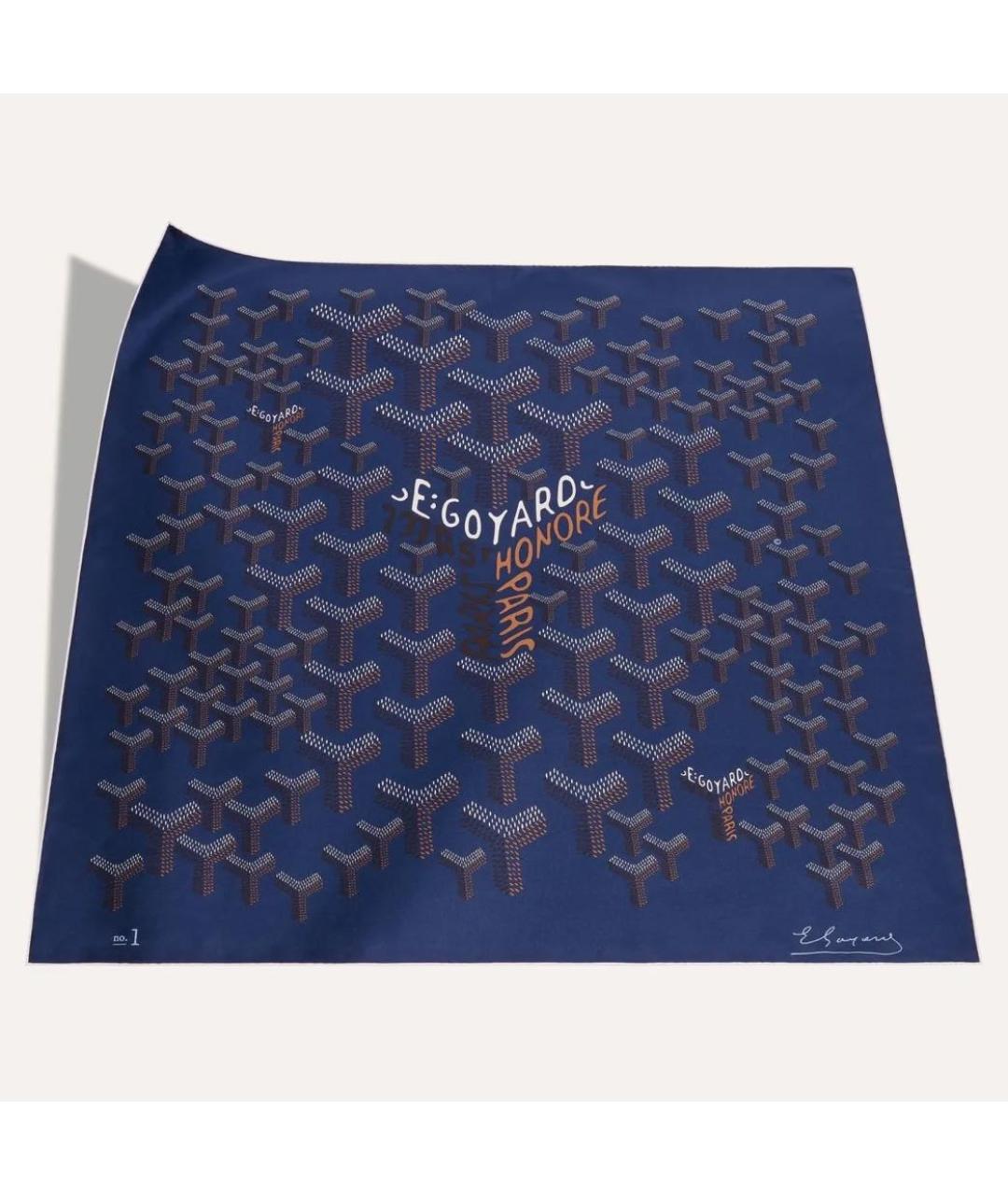 GOYARD Синий шелковый платок, фото 4