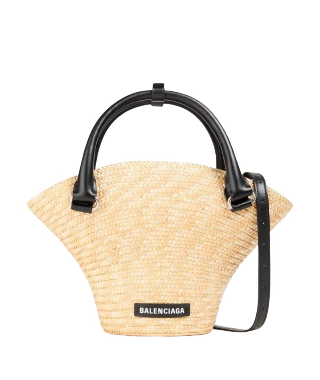 BALENCIAGA Бежевая пелетеная сумка с короткими ручками, фото 1