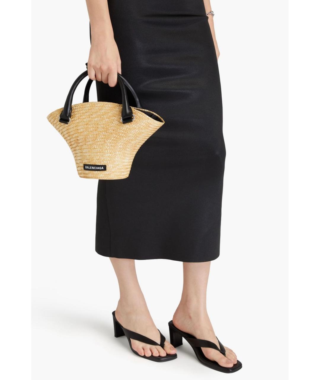 BALENCIAGA Бежевая пелетеная сумка с короткими ручками, фото 3